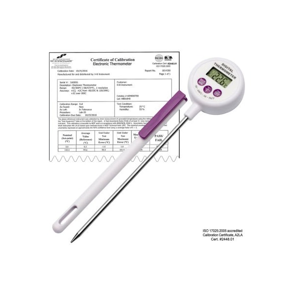 Bel-Art H-B Calibrated Electronic Stainless Steel Stem Thermometer -50/200C -58/392F 127mm Probe 609001700 - main
